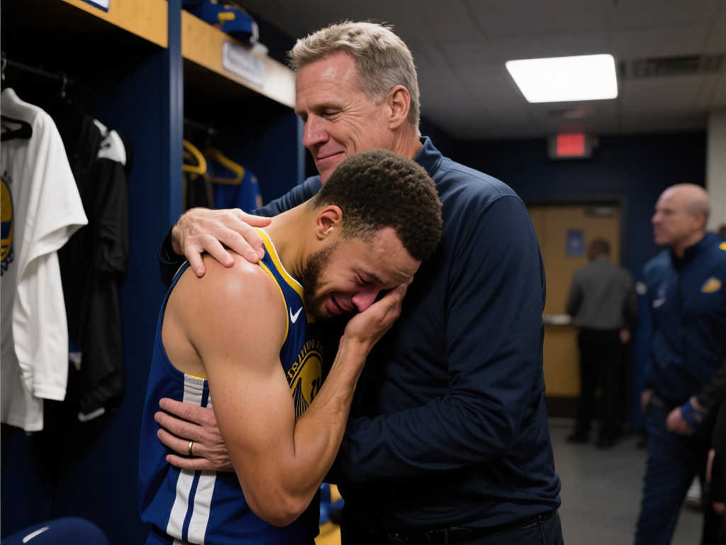 勇士记者：库里更衣室落泪，科尔温暖拥抱安慰